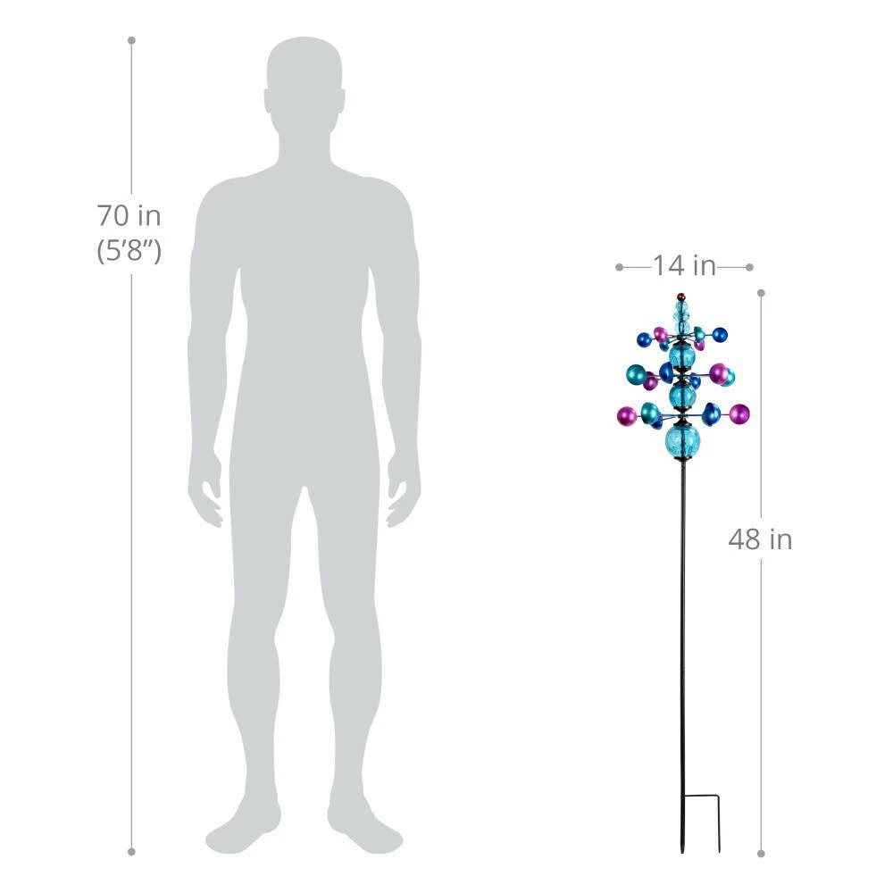 Exhart Triple Wind Spinner 4.0 ft. Blue Metal Garden Stake 7 Exhart Triple Wind Spinner 4.0 ft. Blue Metal Garden Stake - Image 5