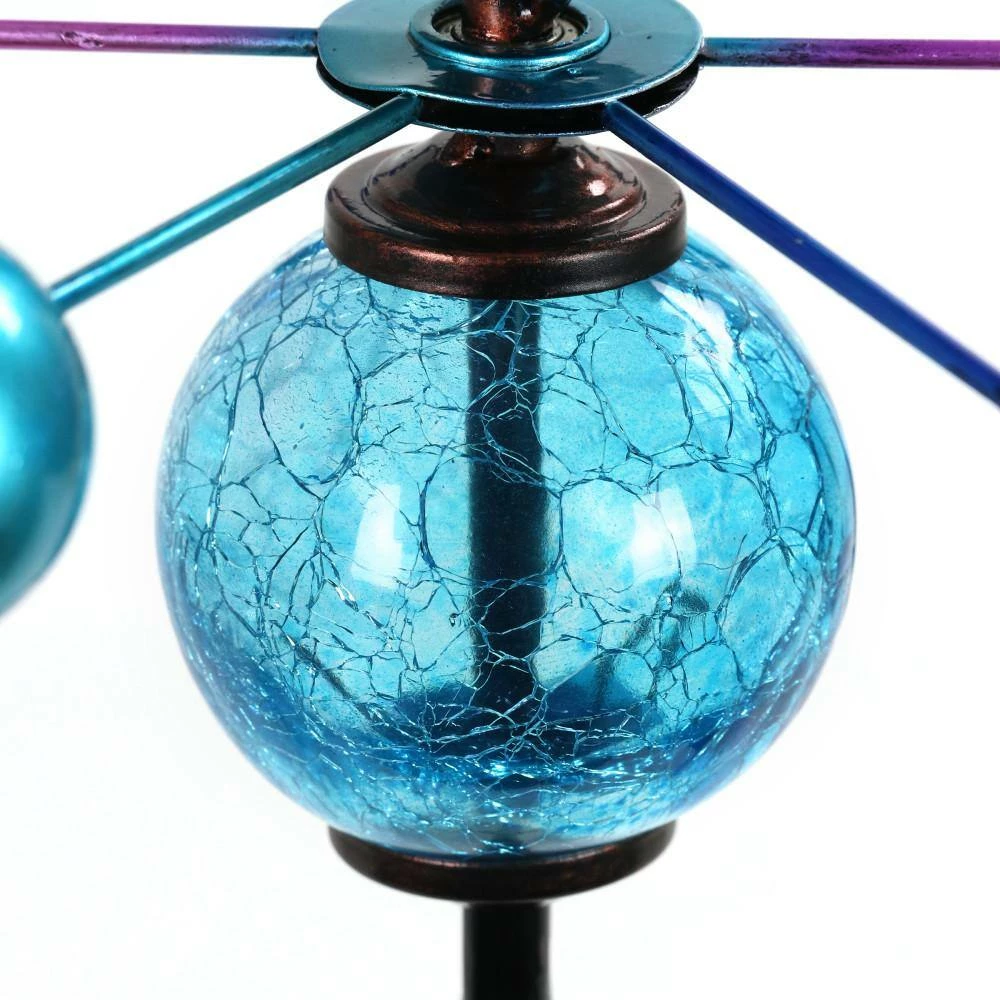 Exhart Triple Wind Spinner 4.0 ft. Blue Metal Garden Stake 4 Exhart Triple Wind Spinner 4.0 ft. Blue Metal Garden Stake - Image 2