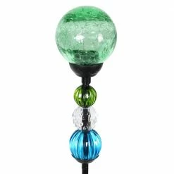 Exhart Solar Crackle Ball and Bead 2.46 ft. Green Metal Garden Stake 14 Exhart Solar Crackle Ball and Bead 2.46 ft. Green Metal Garden Stake -Cheap Good Directions Store exhart decorative garden stakes 16733 rs 44 1000