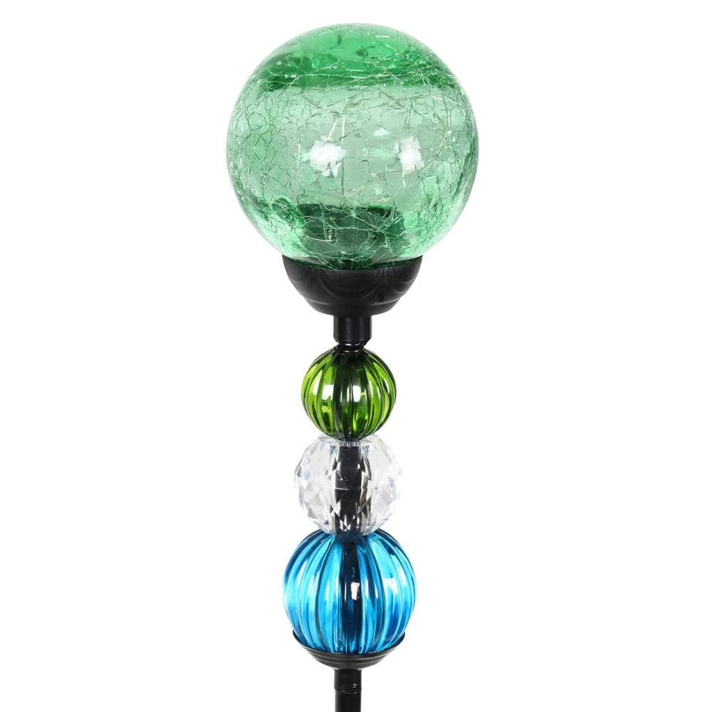 Exhart Solar Crackle Ball and Bead 2.46 ft. Green Metal Garden Stake 7 Exhart Solar Crackle Ball and Bead 2.46 ft. Green Metal Garden Stake - Image 5