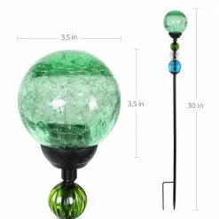 Exhart Solar Crackle Ball and Bead 2.46 ft. Green Metal Garden Stake 16 Exhart Solar Crackle Ball and Bead 2.46 ft. Green Metal Garden Stake -Cheap Good Directions Store exhart decorative garden stakes 16733 rs 76 1000