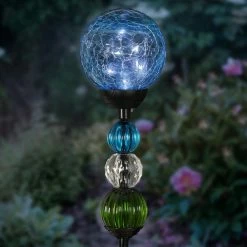 Exhart 2.46 ft. Solar Crackle Ball and Bead Blue Metal Garden Stake 17 Exhart 2.46 ft. Solar Crackle Ball and Bead Blue Metal Garden Stake -Cheap Good Directions Store exhart decorative garden stakes 16735 rs 31 1000