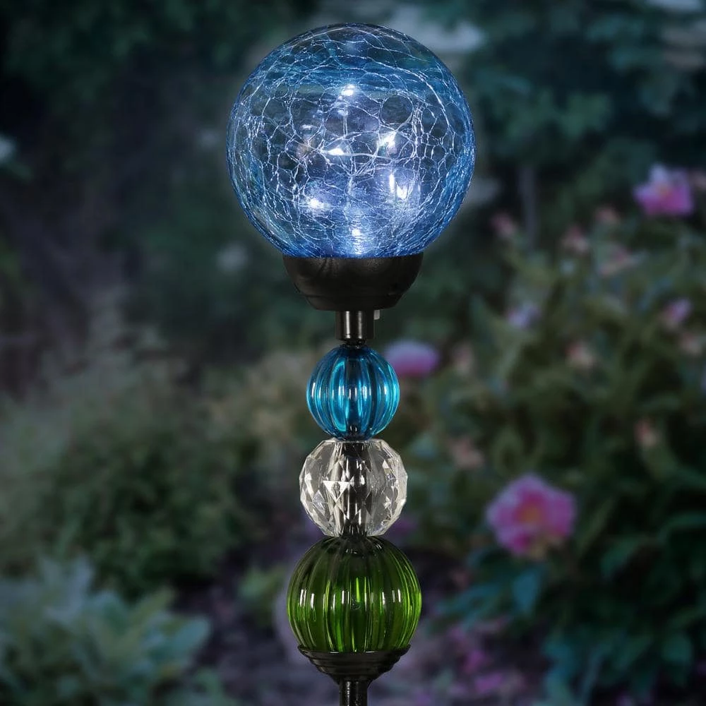 Exhart 2.46 ft. Solar Crackle Ball and Bead Blue Metal Garden Stake 10 Exhart 2.46 ft. Solar Crackle Ball and Bead Blue Metal Garden Stake - Image 8