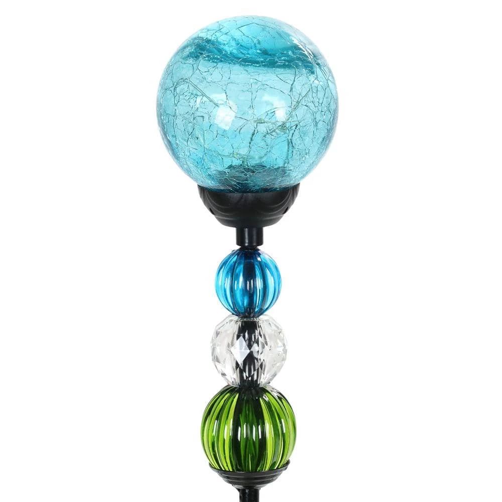 Exhart 2.46 ft. Solar Crackle Ball and Bead Blue Metal Garden Stake 7 Exhart 2.46 ft. Solar Crackle Ball and Bead Blue Metal Garden Stake - Image 5