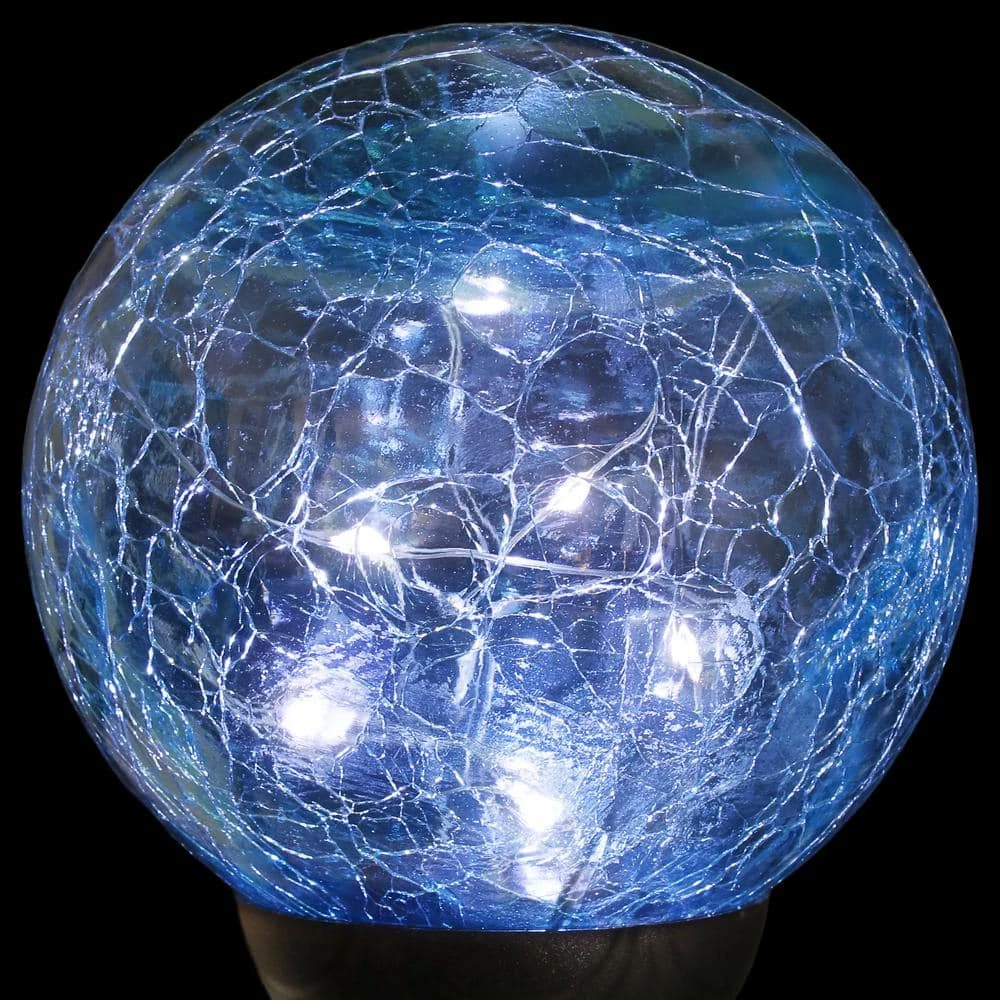 Exhart 2.46 ft. Solar Crackle Ball and Bead Blue Metal Garden Stake 8 Exhart 2.46 ft. Solar Crackle Ball and Bead Blue Metal Garden Stake - Image 6