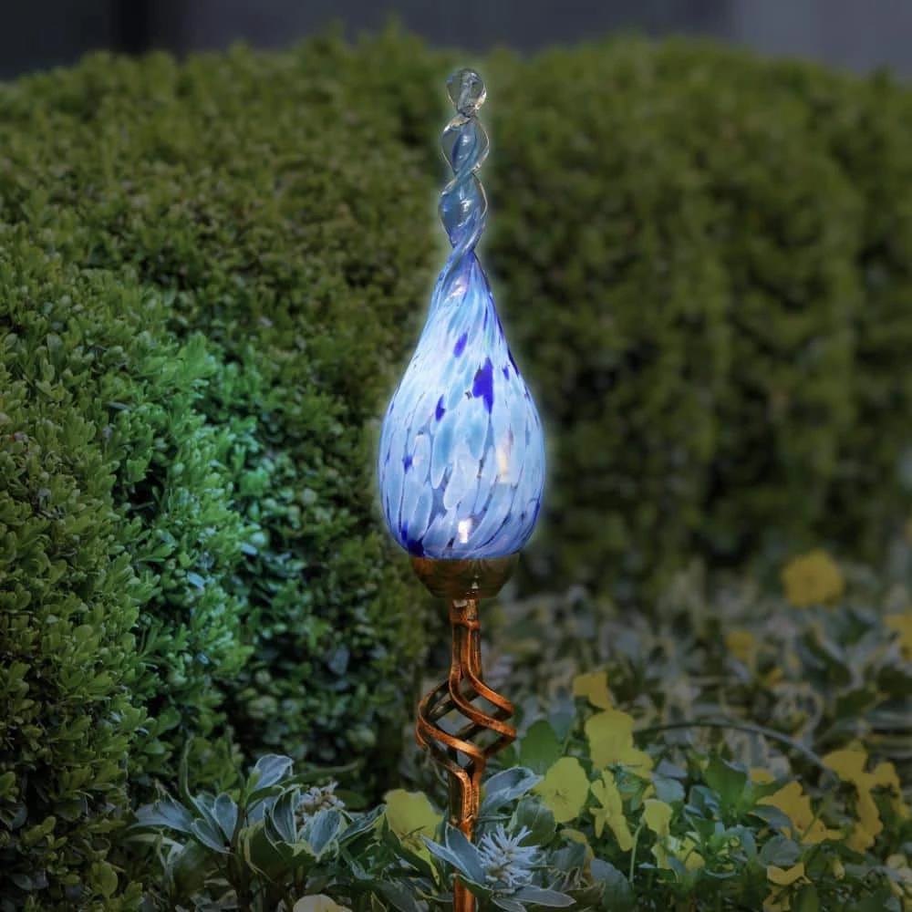 Exhart Solar Pearlized Twist Flame 3.0 ft. Teal Metal Garden Stake 10 Exhart Solar Pearlized Twist Flame 3.0 ft. Teal Metal Garden Stake - Image 8