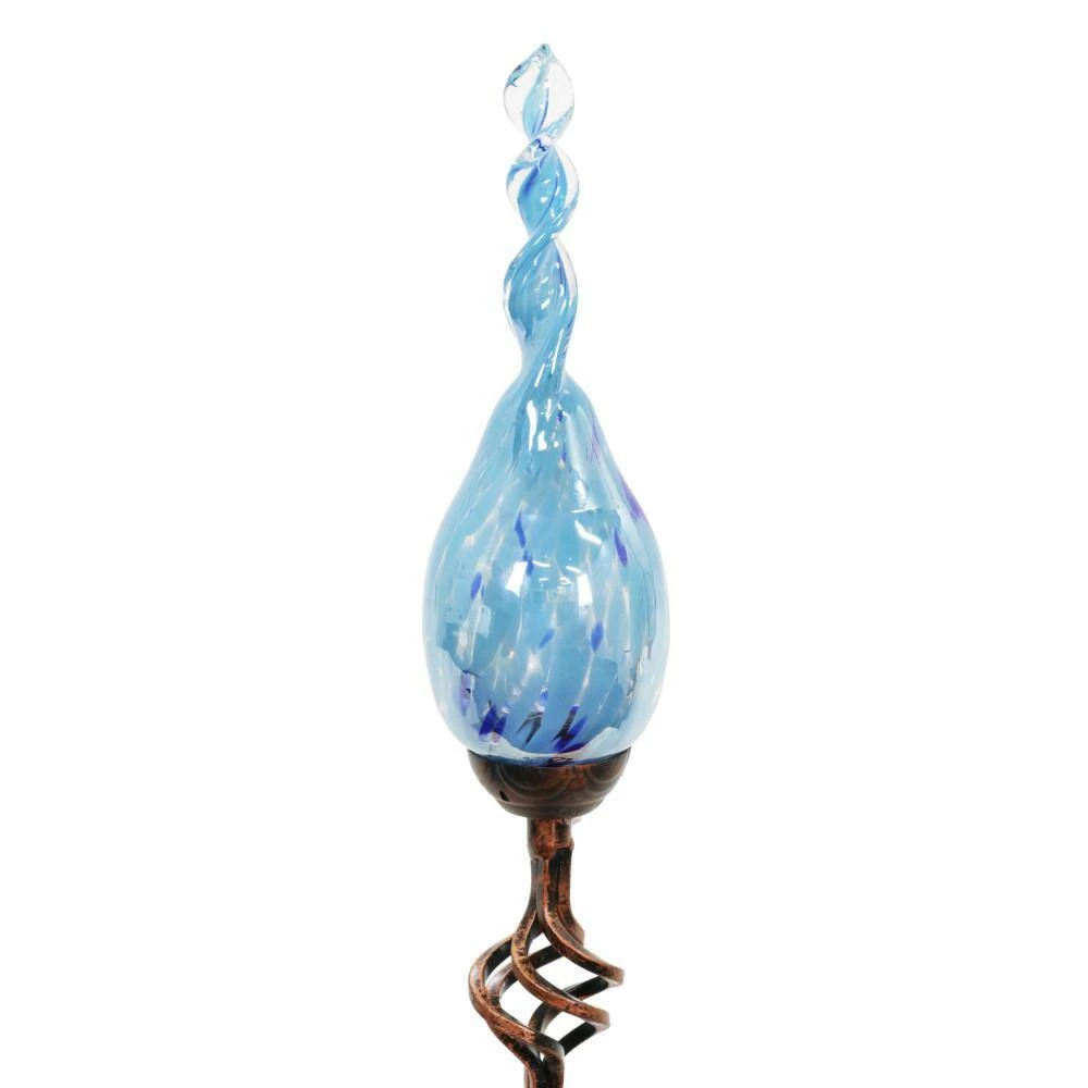 Exhart Solar Pearlized Twist Flame 3.0 ft. Teal Metal Garden Stake 9 Exhart Solar Pearlized Twist Flame 3.0 ft. Teal Metal Garden Stake - Image 7