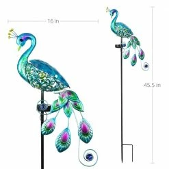 Exhart Solar Peacock 3.77 ft. Blue Metal Garden Stake 15 Exhart Solar Peacock 3.77 ft. Blue Metal Garden Stake -Cheap Good Directions Store exhart decorative garden stakes 17694 rs 1f 1000