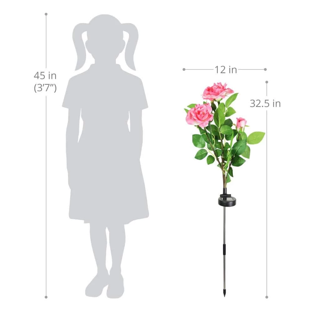 Exhart Solar Rose Bunch 2.69 ft. Pink Plastic Garden Stake 7 Exhart Solar Rose Bunch 2.69 ft. Pink Plastic Garden Stake - Image 5