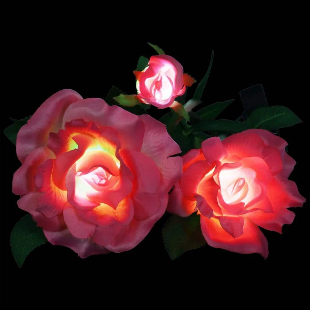 Exhart Solar Rose Bunch 2.69 ft. Pink Plastic Garden Stake 4 Exhart Solar Rose Bunch 2.69 ft. Pink Plastic Garden Stake - Image 2