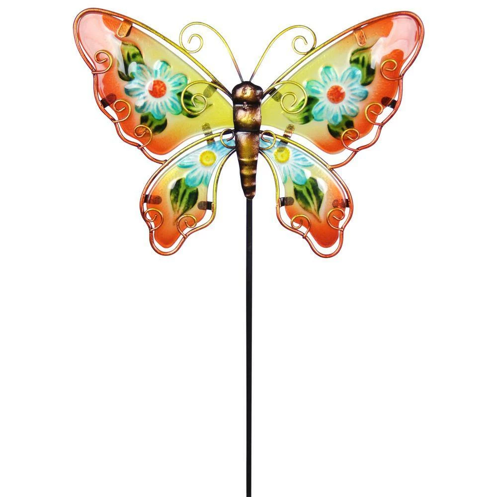 Exhart Glass and Metal Butterfly Assorted Garden Stakes (Set of 4) 7 Exhart Glass and Metal Butterfly Assorted Garden Stakes (Set of 4) - Image 5