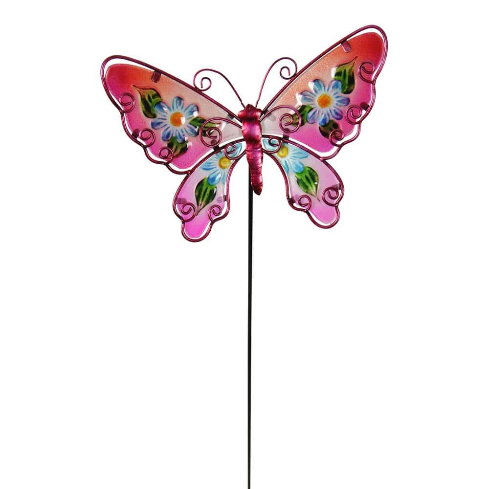 Exhart Glass and Metal Butterfly Assorted Garden Stakes (Set of 4) 4 Exhart Glass and Metal Butterfly Assorted Garden Stakes (Set of 4) - Image 2