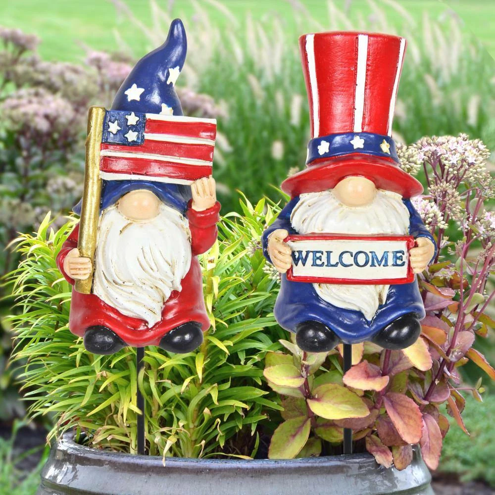 Exhart Patriotic USA Gnome 0.95 ft. Patriotic USA Resin Garden Stakes 2-Pack 8 Exhart Patriotic USA Gnome 0.95 ft. Patriotic USA Resin Garden Stakes 2-Pack - Image 6