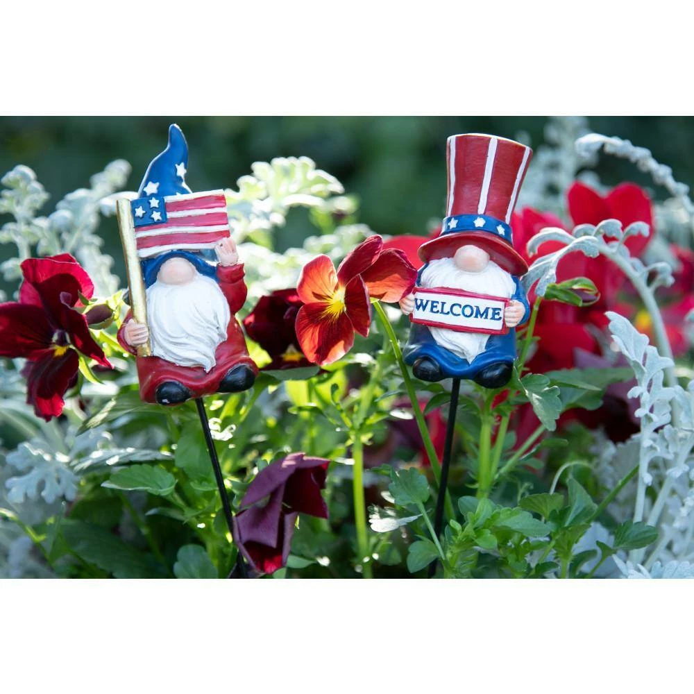 Exhart Patriotic USA Gnome 0.95 ft. Patriotic USA Resin Garden Stakes 2-Pack 7 Exhart Patriotic USA Gnome 0.95 ft. Patriotic USA Resin Garden Stakes 2-Pack - Image 5