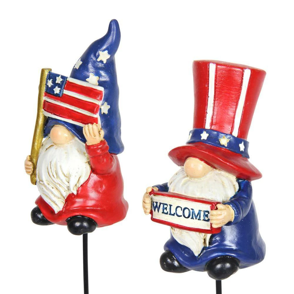 Exhart Patriotic USA Gnome 0.95 ft. Patriotic USA Resin Garden Stakes 2-Pack 4 Exhart Patriotic USA Gnome 0.95 ft. Patriotic USA Resin Garden Stakes 2-Pack - Image 2