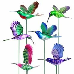 Exhart WindyWings Hummingbird Assortment 1.28 ft. Multi-Color Plastic Plant Stakes (6-Pack)