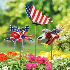 Exhart WindyWings in Butterfly, Hummingbird Whirligig and Eagle 2.46 ft. Patriotic USA Plastic Garden Stakes 3-Pack -Cheap Good Directions Store exhart decorative garden stakes 50231 rs 31 1000