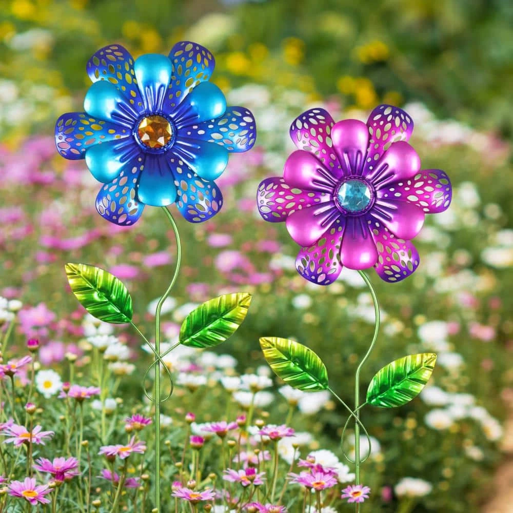 Exhart Pansy Flower with Jewel Center 1.31 ft. Multi-Color Metal Plant Stakes (2-Pack) 4 Exhart Pansy Flower with Jewel Center 1.31 ft. Multi-Color Metal Plant Stakes (2-Pack) - Image 2