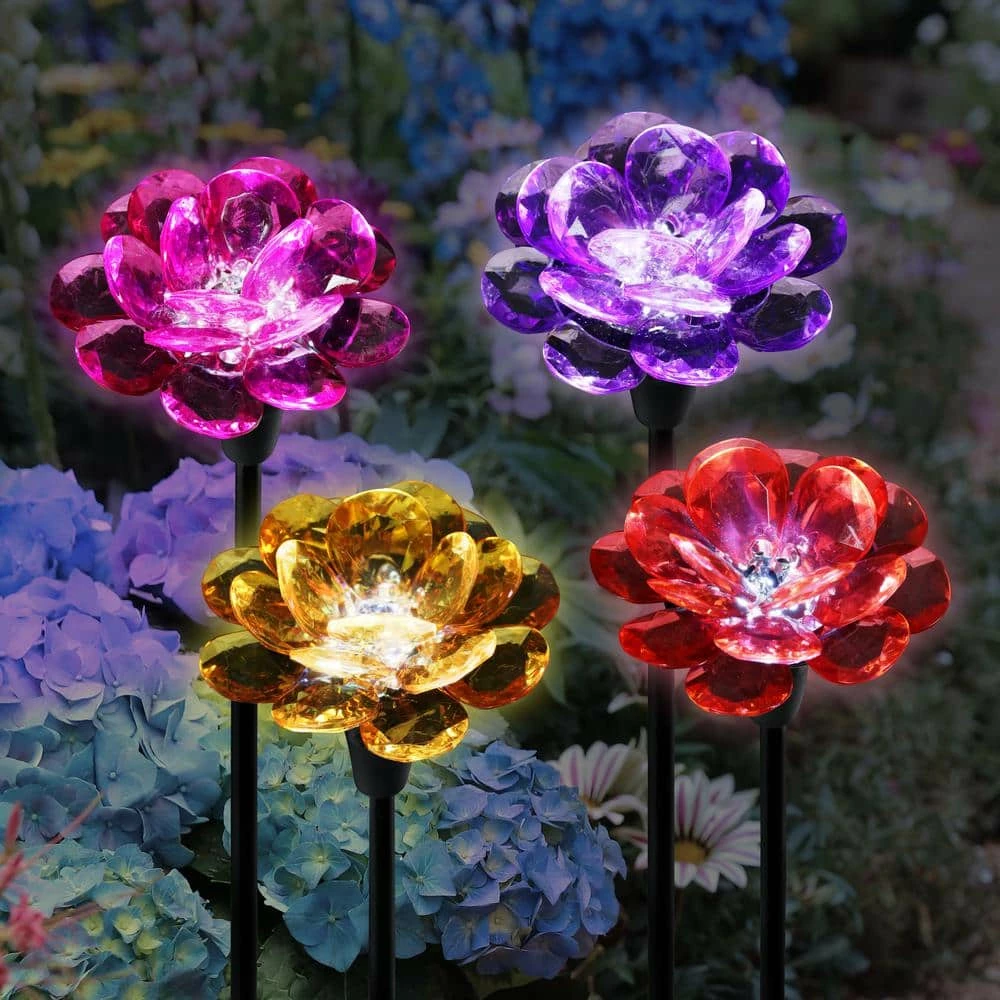 Exhart Solar Mini Flower 1.3 ft. Multicolor Plastic Garden Stakes 4-Pack 11 Exhart Solar Mini Flower 1.3 ft. Multicolor Plastic Garden Stakes 4-Pack - Image 9