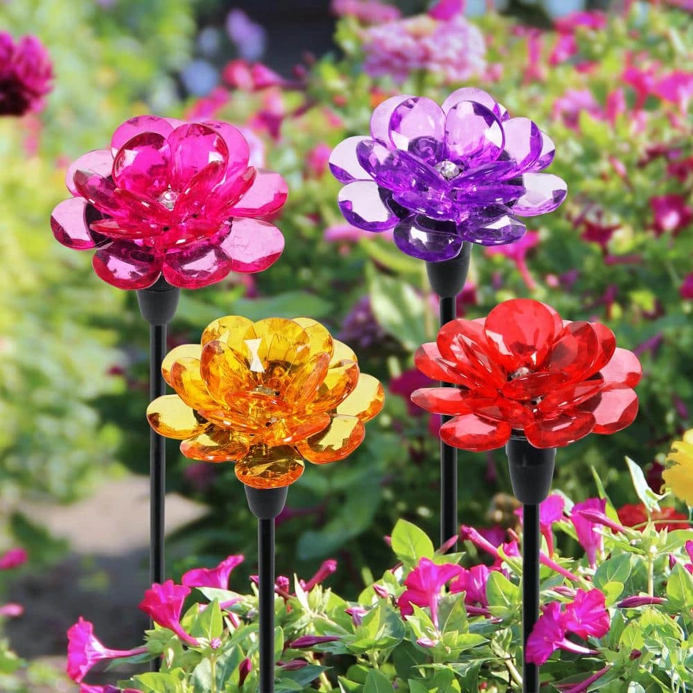 Exhart Solar Mini Flower 1.3 ft. Multicolor Plastic Garden Stakes 4-Pack 5 Exhart Solar Mini Flower 1.3 ft. Multicolor Plastic Garden Stakes 4-Pack - Image 3