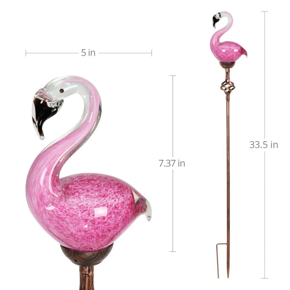 Exhart Solar Flamingo 2.75 ft. Pink Metal Garden Stake 8 Exhart Solar Flamingo 2.75 ft. Pink Metal Garden Stake - Image 6