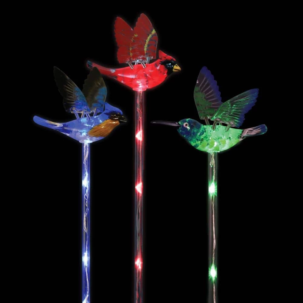 Exhart Solar WindyWing Cardinal, Hummingbird and Blue Bird with LED Lights 2.28 ft. Multicolor Plastic Garden Stakes (3-Pack) 6 Exhart Solar WindyWing Cardinal, Hummingbird and Blue Bird with LED Lights 2.28 ft. Multicolor Plastic Garden Stakes (3-Pack) - Image 4