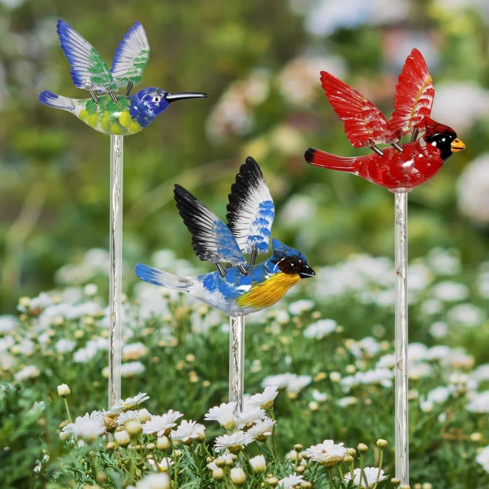 Exhart Solar WindyWing Cardinal, Hummingbird and Blue Bird with LED Lights 2.28 ft. Multicolor Plastic Garden Stakes (3-Pack) 4 Exhart Solar WindyWing Cardinal, Hummingbird and Blue Bird with LED Lights 2.28 ft. Multicolor Plastic Garden Stakes (3-Pack) - Image 2