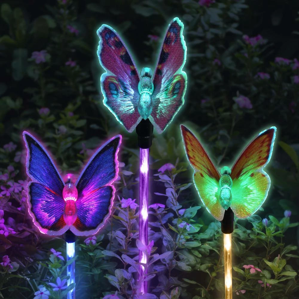 Exhart 2.02 ft. Solar Fiber Optic Butterfly Assortment with Color Changing LEDs Multi-Color Plastic Plant Stakes (3-Pack) 12 Exhart 2.02 ft. Solar Fiber Optic Butterfly Assortment with Color Changing LEDs Multi-Color Plastic Plant Stakes (3-Pack) - Image 10