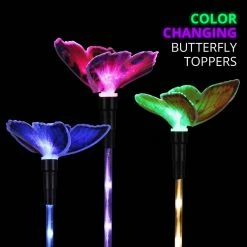 Exhart 2.02 ft. Solar Fiber Optic Butterfly Assortment with Color Changing LEDs Multi-Color Plastic Plant Stakes (3-Pack) 20 Exhart 2.02 ft. Solar Fiber Optic Butterfly Assortment with Color Changing LEDs Multi-Color Plastic Plant Stakes (3-Pack) -Cheap Good Directions Store exhart decorative garden stakes 55148 rs 76 1000