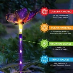 Exhart 2.5 ft. Solar Fiber Optic Butterfly with LED Multi-Color Plastic Garden Stakes (3-Pack) -Cheap Good Directions Store exhart decorative garden stakes 55167 rs 4f 1000