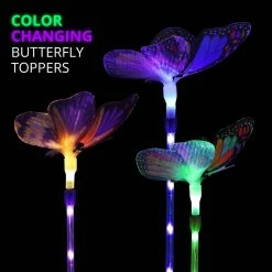 Exhart 2.5 ft. Solar Fiber Optic Butterfly with LED Multi-Color Plastic Garden Stakes (3-Pack) -Cheap Good Directions Store exhart decorative garden stakes 55167 rs 76 1000