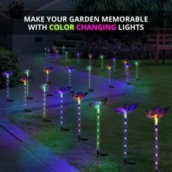 Exhart 2.5 ft. Solar Fiber Optic Butterfly with LED Multi-Color Plastic Garden Stakes (3-Pack) -Cheap Good Directions Store exhart decorative garden stakes 55167 rs fa 1000