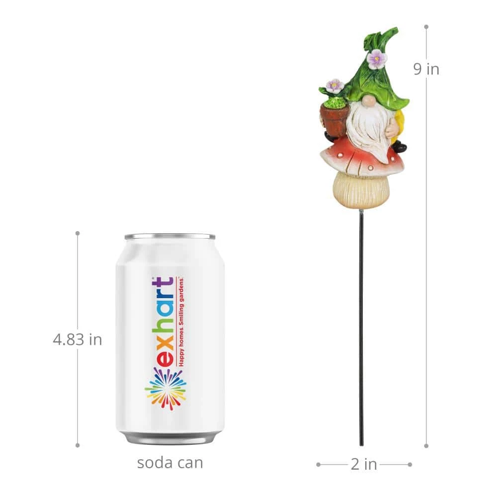 Exhart Leaf Hat Gnomes Sitting on Mushrooms 0.75 ft. Multi-Color Resin Plant Stakes (3-Pack) 6 Exhart Leaf Hat Gnomes Sitting on Mushrooms 0.75 ft. Multi-Color Resin Plant Stakes (3-Pack) - Image 4
