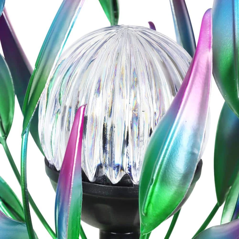 Exhart Solar Spinning Flower with LED Crackle Ball 3.48 ft. Blue Metal Garden Stake 6 Exhart Solar Spinning Flower with LED Crackle Ball 3.48 ft. Blue Metal Garden Stake - Image 4