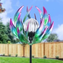 Exhart Solar Spinning Flower with LED Crackle Ball 3.48 ft. Blue Metal Garden Stake 13 Exhart Solar Spinning Flower with LED Crackle Ball 3.48 ft. Blue Metal Garden Stake -Cheap Good Directions Store exhart decorative garden stakes 71582 rs c3 1000