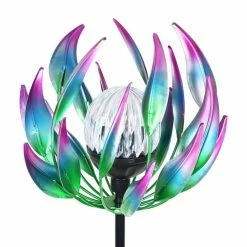Exhart Solar Spinning Flower with LED Crackle Ball 3.48 ft. Blue Metal Garden Stake 17 Exhart Solar Spinning Flower with LED Crackle Ball 3.48 ft. Blue Metal Garden Stake -Cheap Good Directions Store exhart decorative garden stakes 71582 rs fa 1000