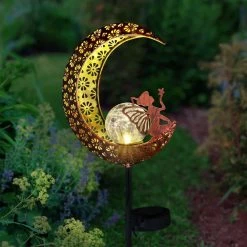 Exhart Solar Filigree Moon Stake with Crackle Ball Center 3.21 ft. Bronze Metal Garden Stake 17 Exhart Solar Filigree Moon Stake with Crackle Ball Center 3.21 ft. Bronze Metal Garden Stake -Cheap Good Directions Store exhart decorative garden stakes 72765 rs 31 1000