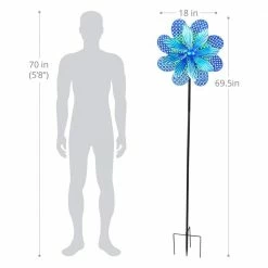 Exhart 5.77 ft. Stamped Double Pinwheel Kinetic Flower Garden Spinner Multi-Color Metal Garden Stake 13 Exhart 5.77 ft. Stamped Double Pinwheel Kinetic Flower Garden Spinner Multi-Color Metal Garden Stake -Cheap Good Directions Store exhart decorative garden stakes 72772 rs 1f 1000