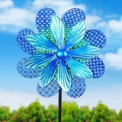 Exhart 5.77 ft. Stamped Double Pinwheel Kinetic Flower Garden Spinner Multi-Color Metal Garden Stake 17 Exhart 5.77 ft. Stamped Double Pinwheel Kinetic Flower Garden Spinner Multi-Color Metal Garden Stake -Cheap Good Directions Store exhart decorative garden stakes 72772 rs 31 1000