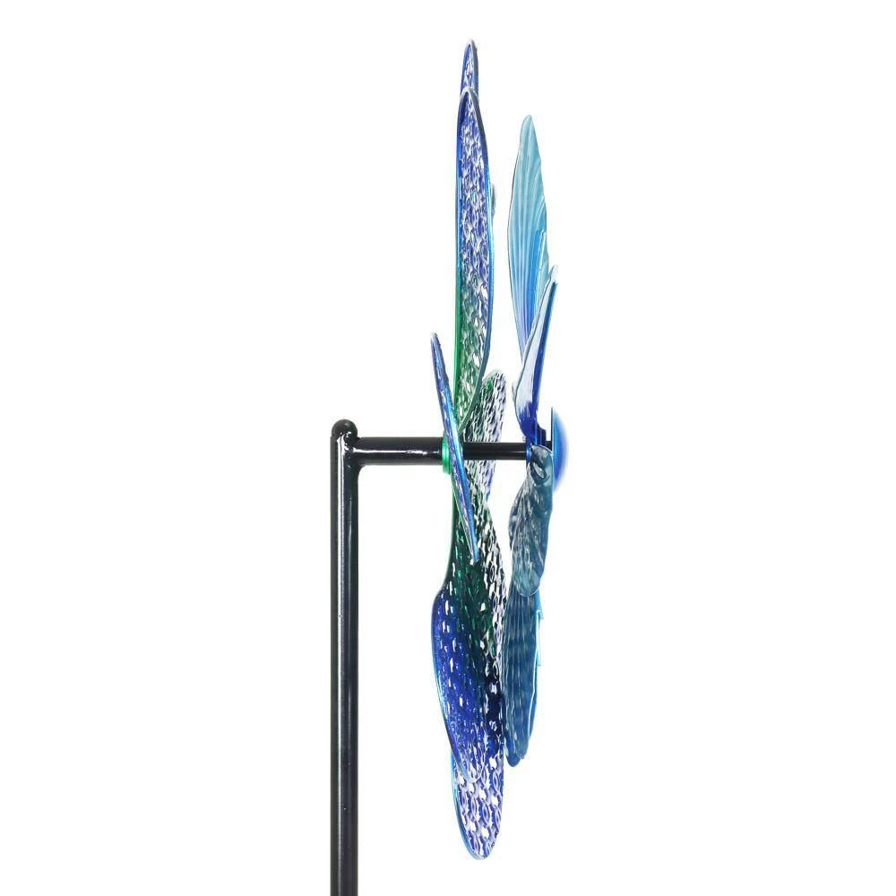 Exhart 5.77 ft. Stamped Double Pinwheel Kinetic Flower Garden Spinner Multi-Color Metal Garden Stake 8 Exhart 5.77 ft. Stamped Double Pinwheel Kinetic Flower Garden Spinner Multi-Color Metal Garden Stake - Image 6
