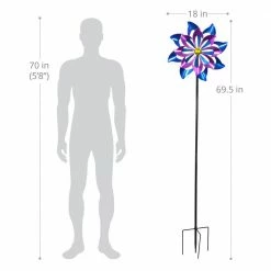 Exhart 5.77 ft. Double Pinwheel Garden Kinetic Spinner Multi-Color Metal Garden Stake 11 Exhart 5.77 ft. Double Pinwheel Garden Kinetic Spinner Multi-Color Metal Garden Stake -Cheap Good Directions Store exhart decorative garden stakes 72773 rs 1f 1000
