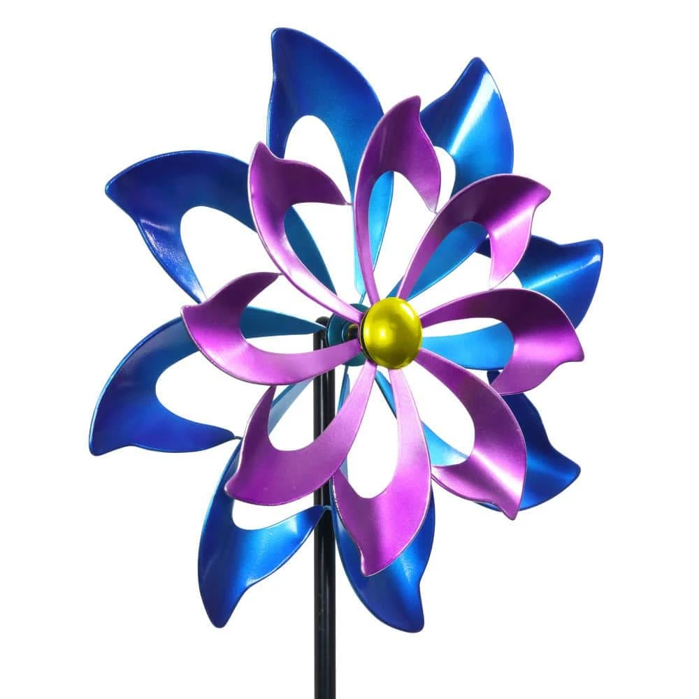 Exhart 5.77 ft. Double Pinwheel Garden Kinetic Spinner Multi-Color Metal Garden Stake 7 Exhart 5.77 ft. Double Pinwheel Garden Kinetic Spinner Multi-Color Metal Garden Stake - Image 5