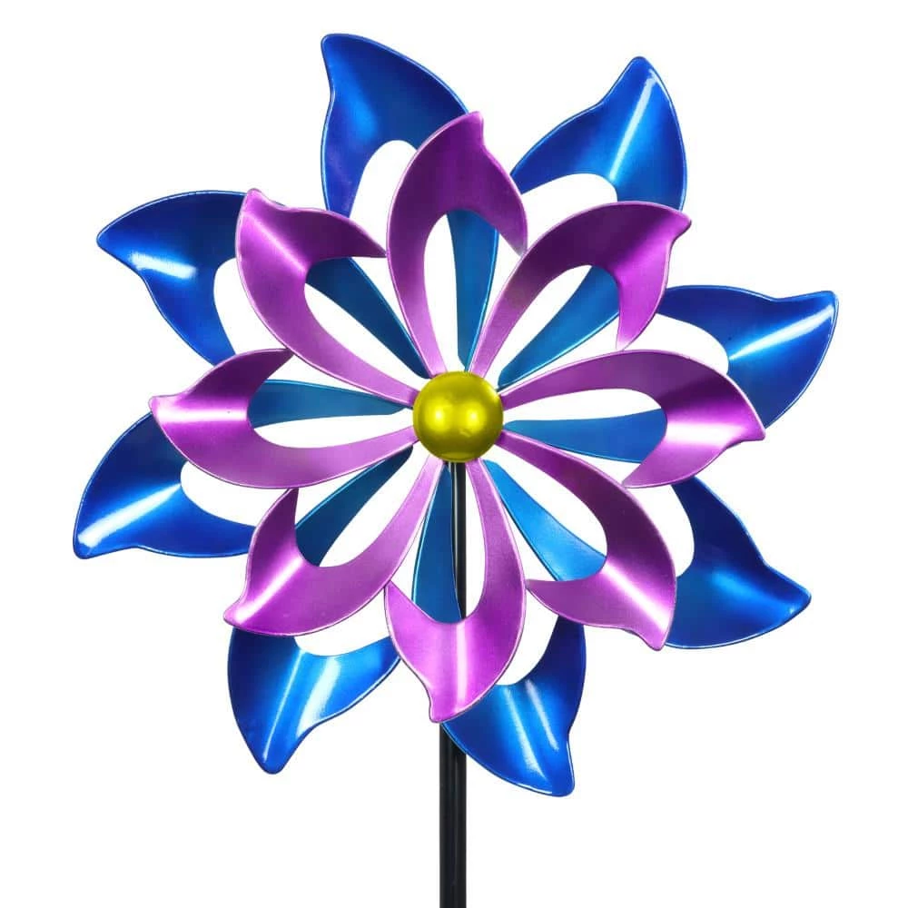 Exhart 5.77 ft. Double Pinwheel Garden Kinetic Spinner Multi-Color Metal Garden Stake 3 Exhart 5.77 ft. Double Pinwheel Garden Kinetic Spinner Multi-Color Metal Garden Stake