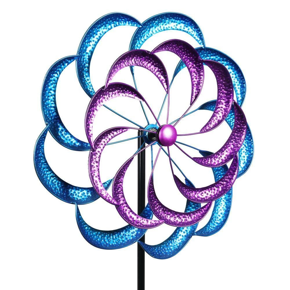 Exhart 6.42 ft. Double Kinetic Garden Spinner Multi-Color Metal Garden Stake 6 Exhart 6.42 ft. Double Kinetic Garden Spinner Multi-Color Metal Garden Stake - Image 4