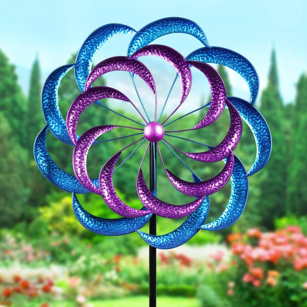 Exhart 6.42 ft. Double Kinetic Garden Spinner Multi-Color Metal Garden Stake 7 Exhart 6.42 ft. Double Kinetic Garden Spinner Multi-Color Metal Garden Stake - Image 5