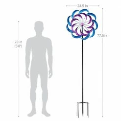 Exhart 6.42 ft. Double Kinetic Garden Spinner Multi-Color Metal Garden Stake 9 Exhart 6.42 ft. Double Kinetic Garden Spinner Multi-Color Metal Garden Stake -Cheap Good Directions Store exhart decorative garden stakes 72775 rs 4f 1000