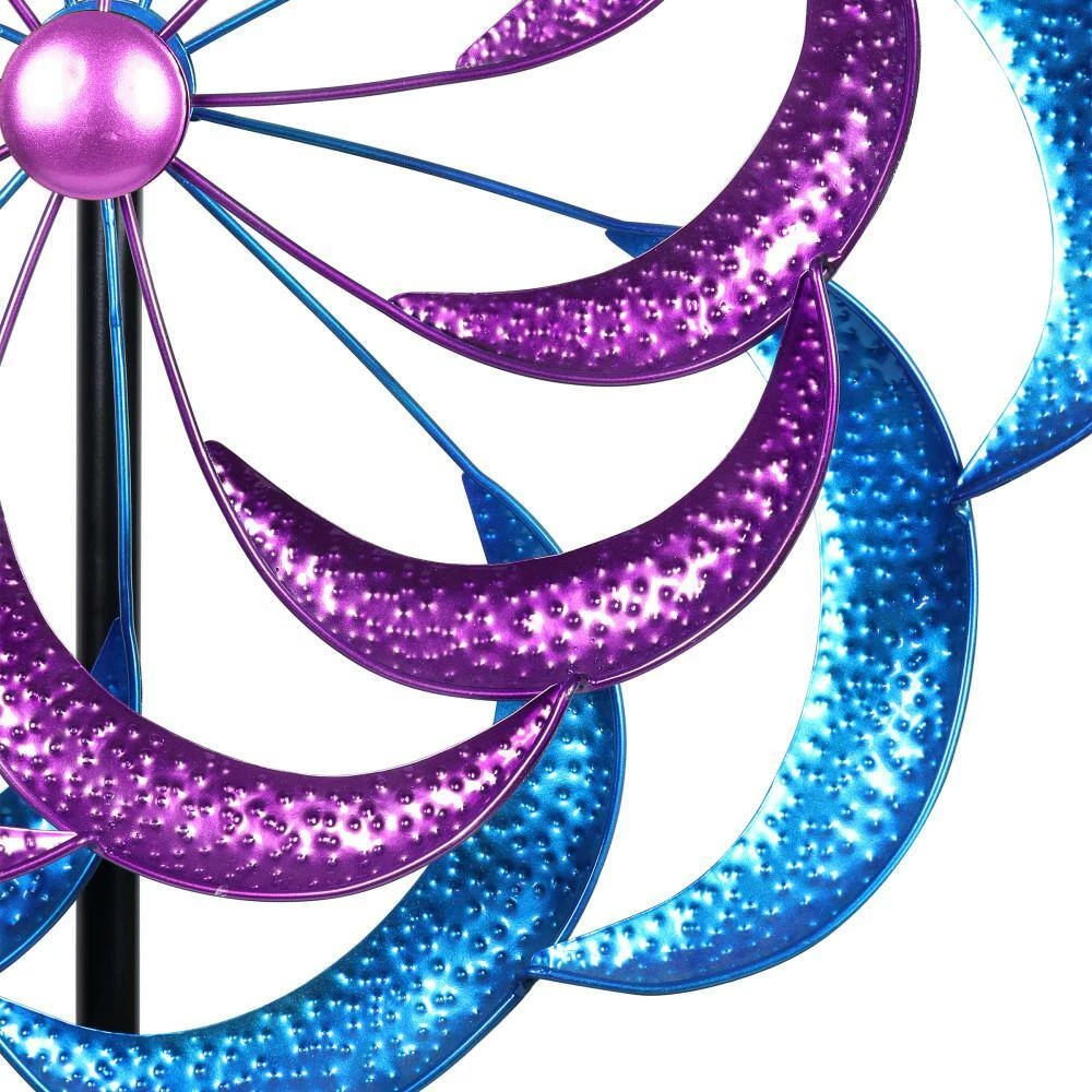 Exhart 6.42 ft. Double Kinetic Garden Spinner Multi-Color Metal Garden Stake 4 Exhart 6.42 ft. Double Kinetic Garden Spinner Multi-Color Metal Garden Stake - Image 2