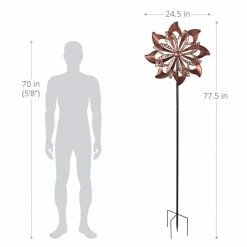 Exhart 6.42 ft. Double Pinwheel Kinetic Tall Spinner Bronze Metal Garden Stake 12 Exhart 6.42 ft. Double Pinwheel Kinetic Tall Spinner Bronze Metal Garden Stake -Cheap Good Directions Store exhart decorative garden stakes 73252 rs 1f 1000