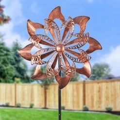 Exhart 6.42 ft. Double Pinwheel Kinetic Tall Spinner Bronze Metal Garden Stake 15 Exhart 6.42 ft. Double Pinwheel Kinetic Tall Spinner Bronze Metal Garden Stake -Cheap Good Directions Store exhart decorative garden stakes 73252 rs 31 1000