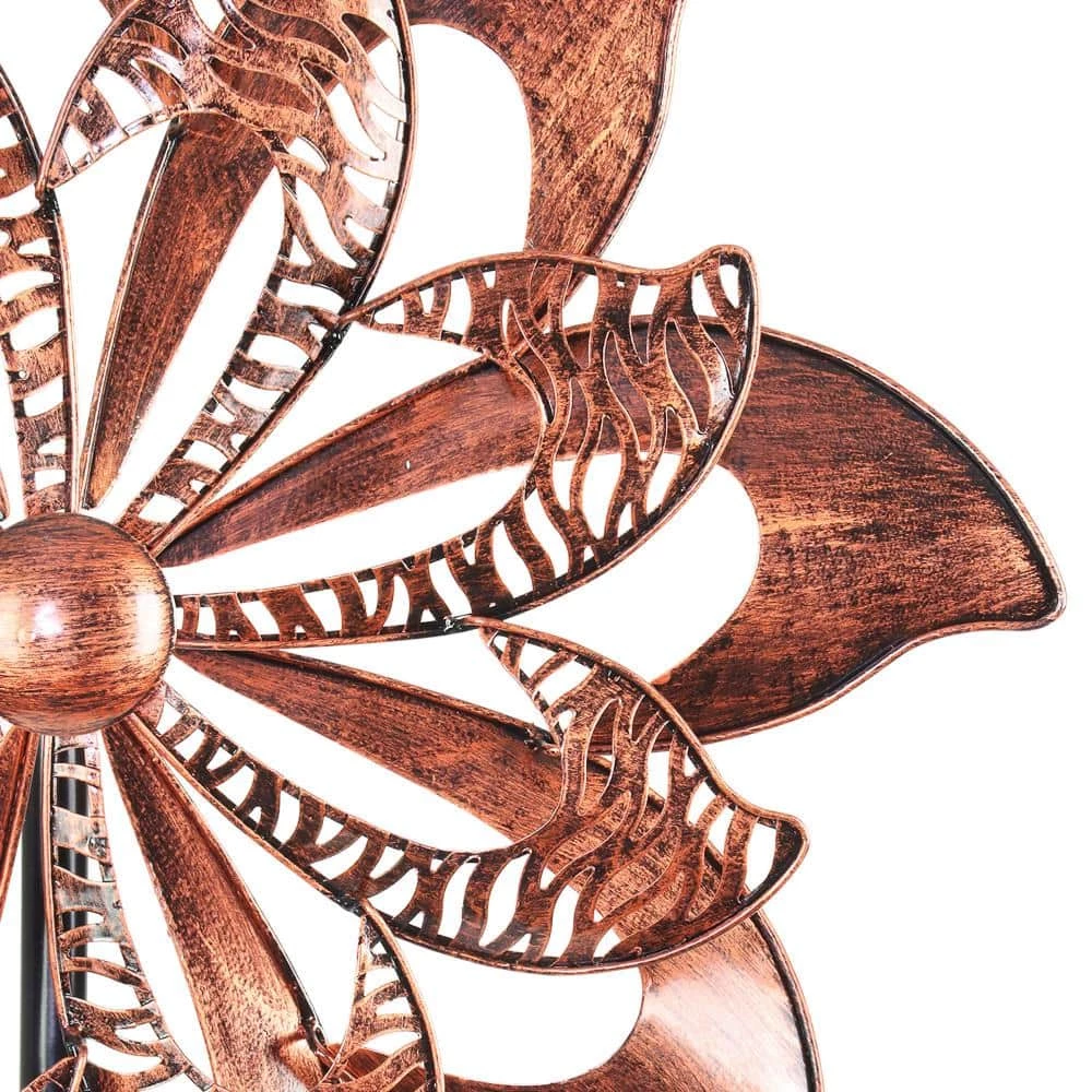 Exhart 6.42 ft. Double Pinwheel Kinetic Tall Spinner Bronze Metal Garden Stake 5 Exhart 6.42 ft. Double Pinwheel Kinetic Tall Spinner Bronze Metal Garden Stake - Image 3